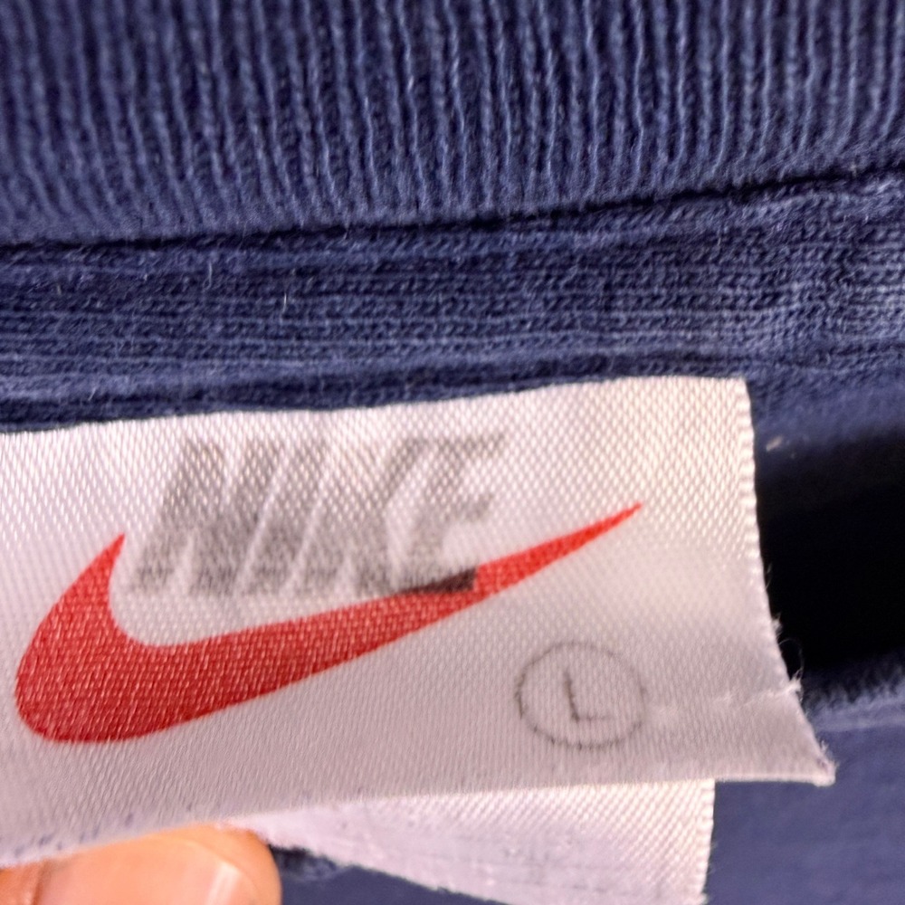VTG Nike T Shirt Mens Large Blue Big Swoosh Short Sleeve Sportswear Y2K Grunge - Picture 4 of 9